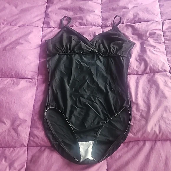 Danskin New York City Ballet camisole mock wrap black leotard size L - Picture 4 of 8